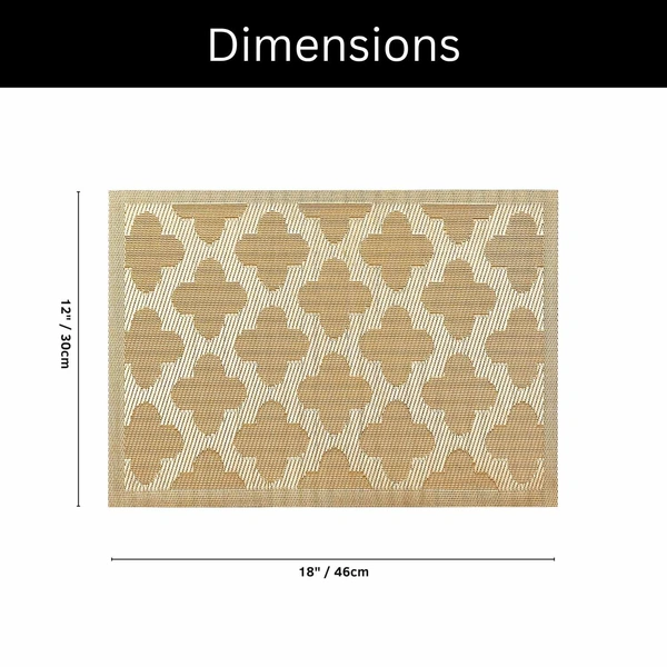 Luxe Home International Rectangular Table Placemat Pack of 2(Gold, PVC) - 30x46 cm, Gold