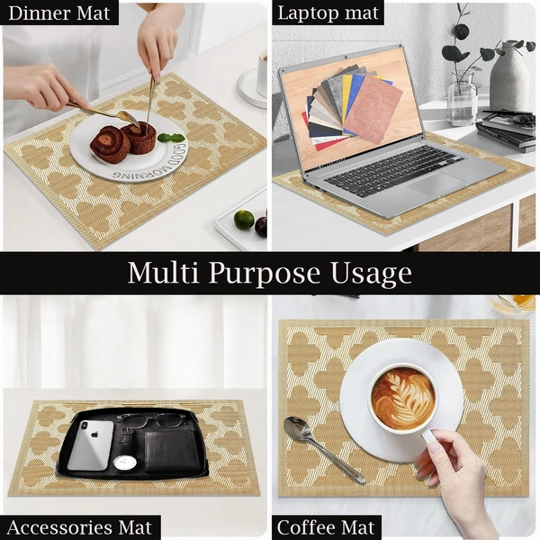 Luxe Home International Rectangular Table Placemat Pack of 2(Gold, PVC) - 30x46 cm, Gold