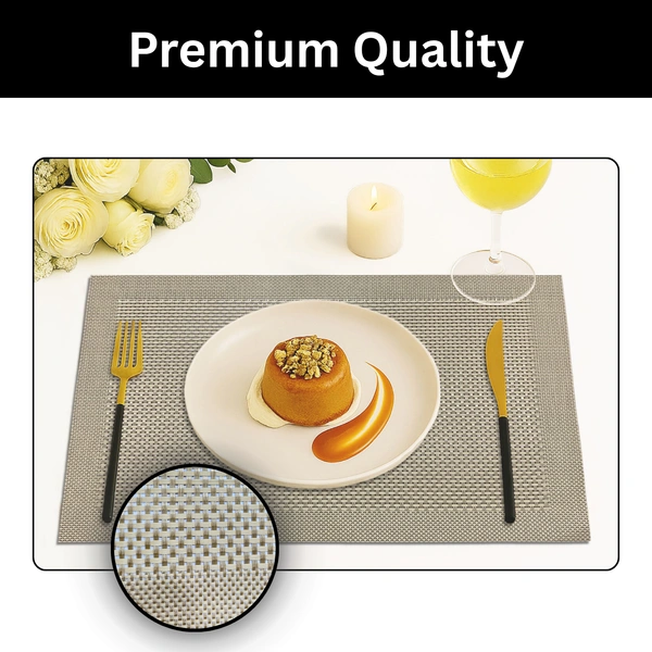 Luxe Home International Rectangular Table Placemat Pack of 2(Gold, PVC) - 30x46 cm, Gold