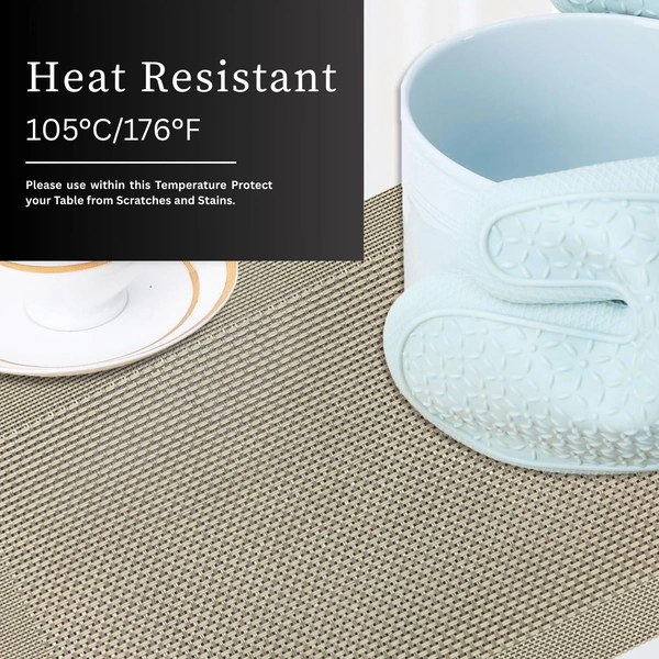 Luxe Home International Rectangular Table Placemat Pack of 2(Gold, PVC) - 30x46 cm, Gold