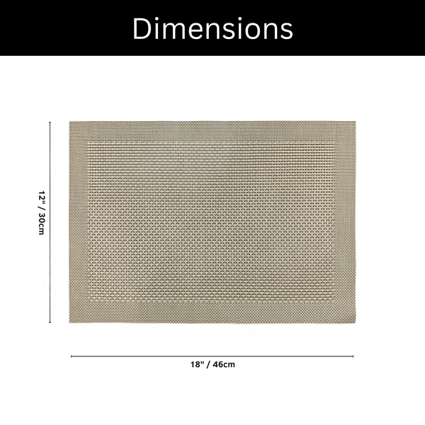 Luxe Home International Rectangular Table Placemat Pack of 2(Gold, PVC) - 30x46 cm, Gold