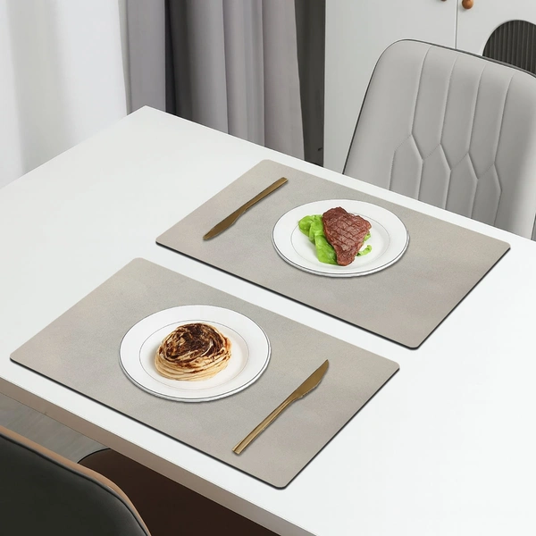 Luxe Home International Rectangular Table Placemat Pack of 2(Grey, Rubber) - 30x40 cm, Grey