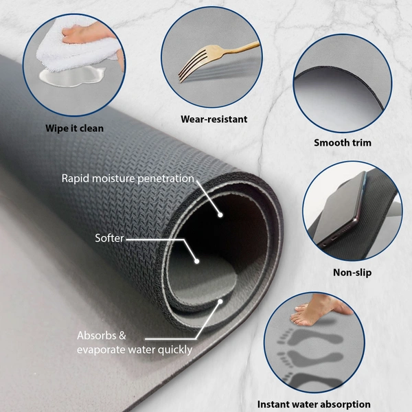 Luxe Home International Rectangular Table Placemat Pack of 2(Grey, Rubber) - 30x40 cm, Grey
