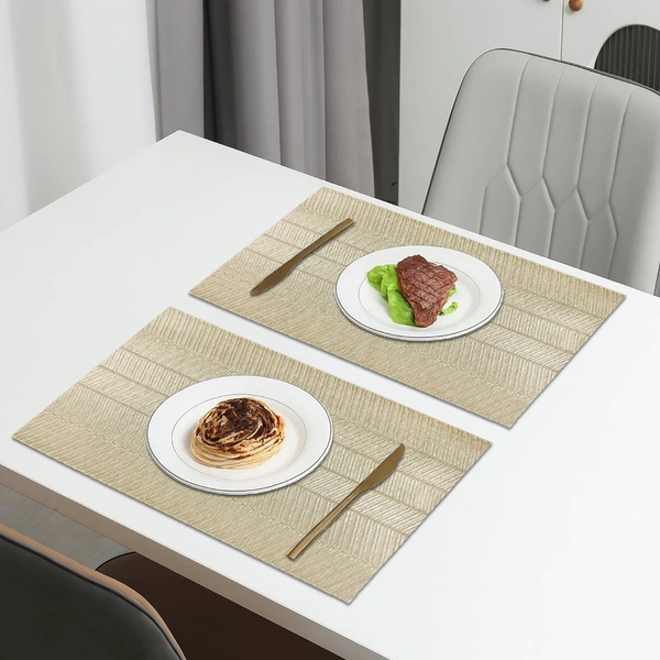 Luxe Home International Rectangular Table Placemat Pack of 2(Gold, PVC) - 30x46 cm, Gold