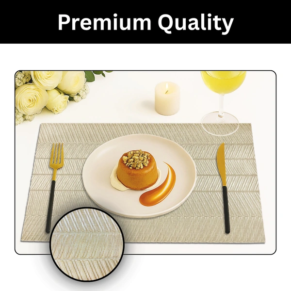 Luxe Home International Rectangular Table Placemat Pack of 2(Gold, PVC) - 30x46 cm, Gold