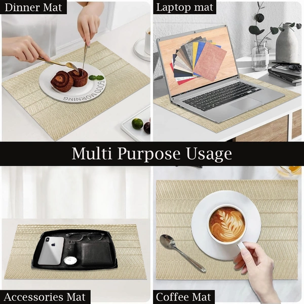 Luxe Home International Rectangular Table Placemat Pack of 2(Gold, PVC) - 30x46 cm, Gold