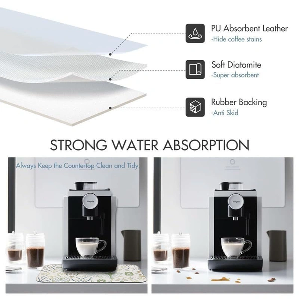 Luxe Home International Rectangular Table Placemat Pack of 2(White, Light Green, Rubber) - 30x40 cm, White::Light Green