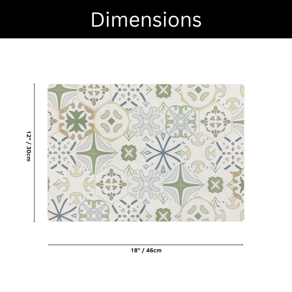 Luxe Home International Rectangular Table Placemat Pack of 2(White, Light Green, Rubber) - 30x40 cm, White::Light Green
