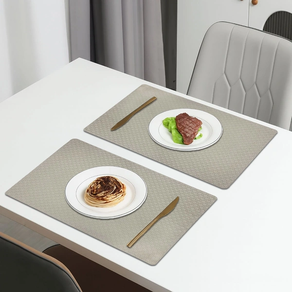 Luxe Home International Rectangular Table Placemat Pack of 2(Grey, PVC) - 30x46 cm, Grey