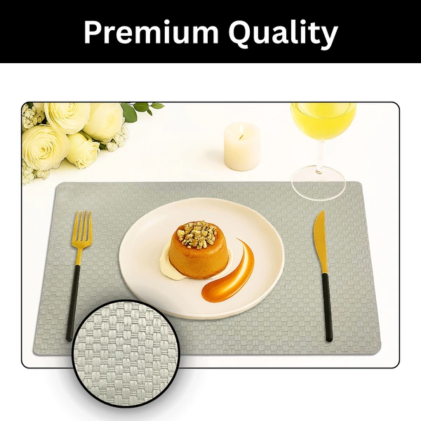 Luxe Home International Rectangular Table Placemat Pack of 2(Grey, PVC) - 30x46 cm, Grey