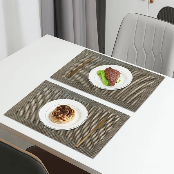 Luxe Home International Rectangular Table Placemat Pack of 2(Brown, PVC) - 30x46 cm, Brown