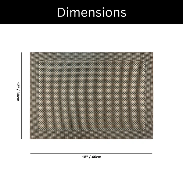 Luxe Home International Rectangular Table Placemat Pack of 2(Brown, PVC) - 30x46 cm, Brown