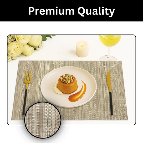 Luxe Home International Rectangular Table Placemat Pack of 2(Gold, PVC) - 30x46 cm, Gold