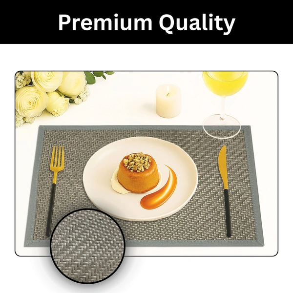 Luxe Home International Rectangular Table Placemat Pack of 2(Grey, Polyester) - 30x46 cm, Grey