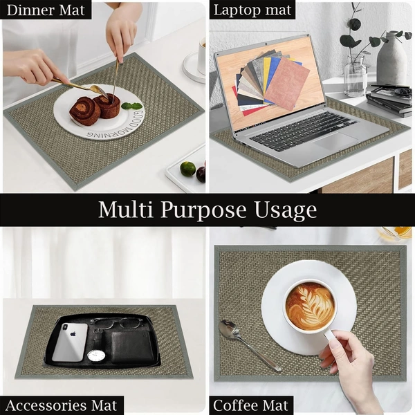 Luxe Home International Rectangular Table Placemat Pack of 2(Grey, Polyester) - 30x46 cm, Grey