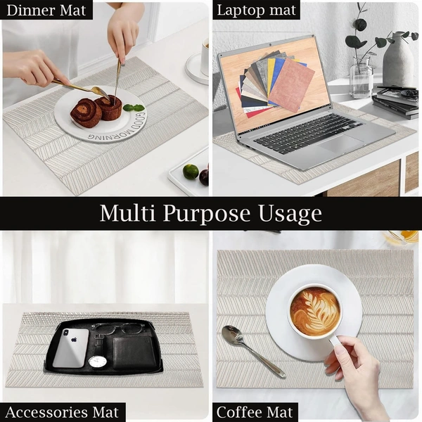 Luxe Home International Rectangular Table Placemat Pack of 2(Silver, PVC) - 30x46 cm, Silver