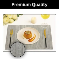 Luxe Home International Rectangular Table Placemat Pack of 4 (Silver, PVC) - 30x46 cm, Silver