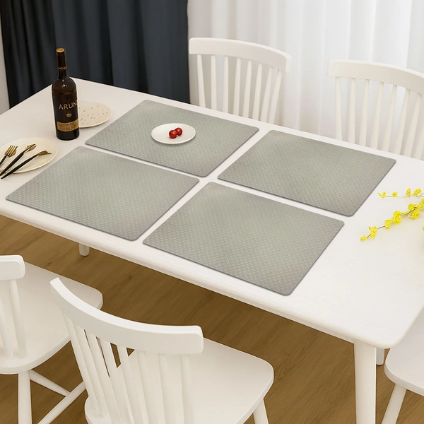 Luxe Home International Rectangular Table Placemat Pack of 4 (Grey, PVC) - 30x46 cm, Grey