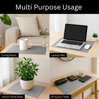 Luxe Home International Rectangular Table Placemat Pack of 4 (Silver, PVC) - 30x46 cm, Silver