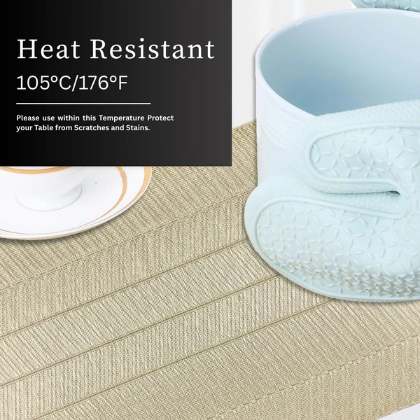 Luxe Home International Rectangular Table Placemat Pack of 4 (Gold, PVC) - 30x46 cm, Gold