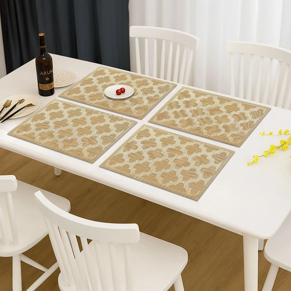 Luxe Home International Rectangular Table Placemat Pack of 4 (Gold, PVC) - 30x46 cm, Gold