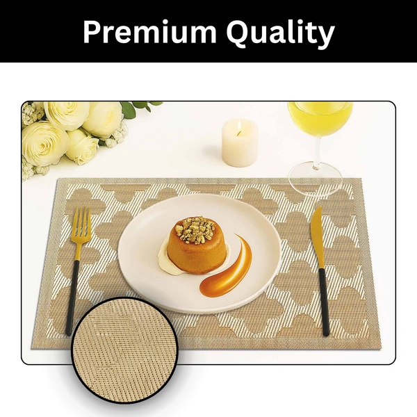 Luxe Home International Rectangular Table Placemat Pack of 4 (Gold, PVC) - 30x46 cm, Gold
