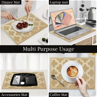 Luxe Home International Rectangular Table Placemat Pack of 4 (Gold, PVC) - 30x46 cm, Gold