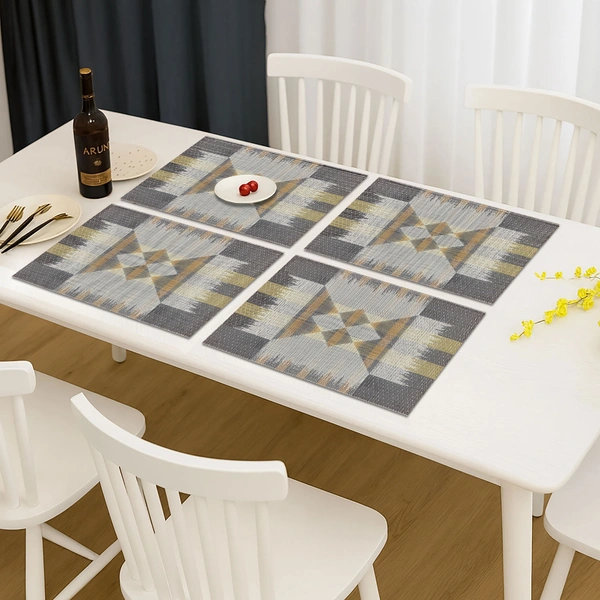 Luxe Home International Rectangular Table Placemat Pack of 4 (Black, PVC) - 30x46 cm, Black