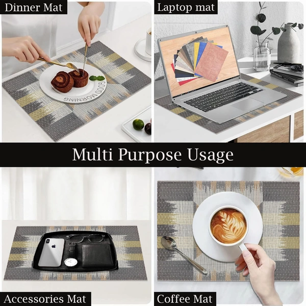 Luxe Home International Rectangular Table Placemat Pack of 4 (Black, PVC) - 30x46 cm, Black