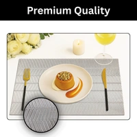 Luxe Home International Rectangular Table Placemat Pack of 4 (Silver, PVC) - 30x46 cm, Silver