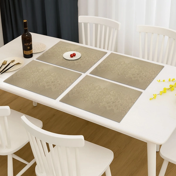 Luxe Home International Rectangular Table Placemat Pack of 4 (Gold, PVC) - 30x46 cm, Gold