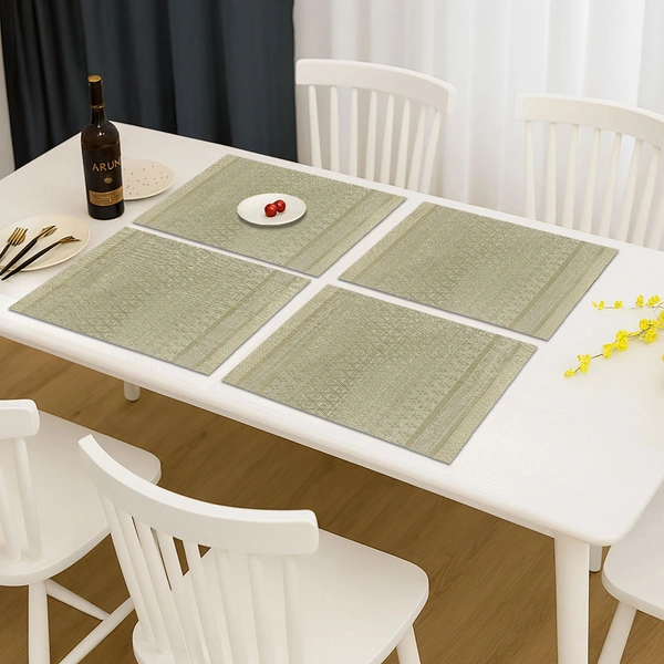 Luxe Home International Rectangular Table Placemat Pack of 4 (Gold, PVC) - 30x46 cm, Gold