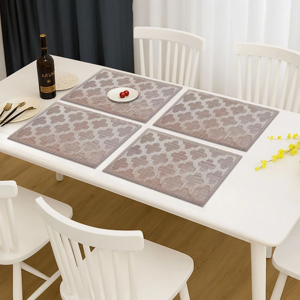 Luxe Home International Rectangular Table Placemat Pack of 4 (Brown, PVC) - 30x46 cm, Brown