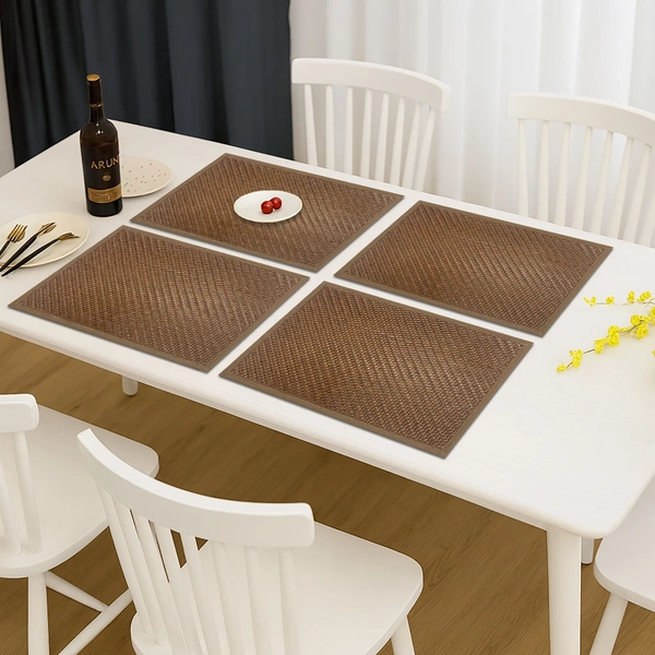 Luxe Home International Rectangular Table Placemat Pack of 4 (Brown, Polyester) - 30x46 cm, Brown