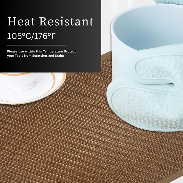 Luxe Home International Rectangular Table Placemat Pack of 4 (Brown, Polyester) - 30x46 cm, Brown