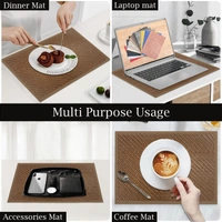 Luxe Home International Rectangular Table Placemat Pack of 4 (Brown, Polyester) - 30x46 cm, Brown