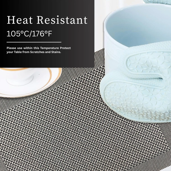 Luxe Home International Rectangular Table Placemat Pack of 4 (Black, PVC) - 30x46 cm, Black