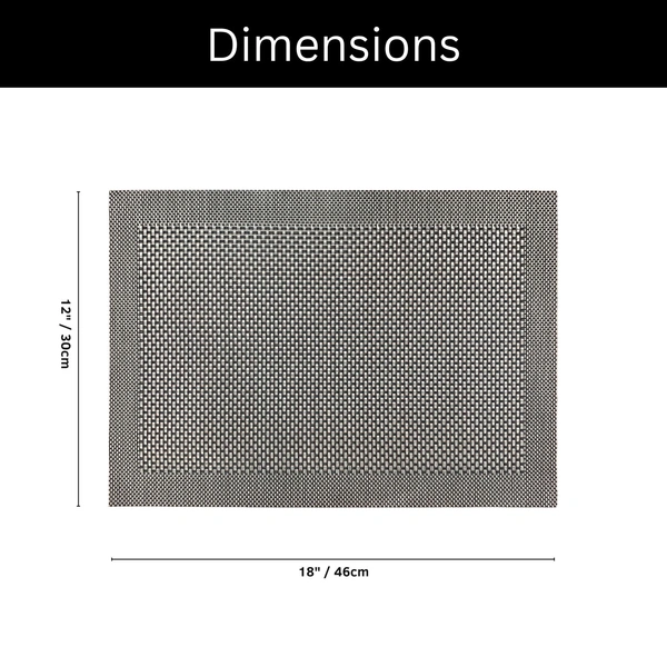 Luxe Home International Rectangular Table Placemat Pack of 4 (Black, PVC) - 30x46 cm, Black