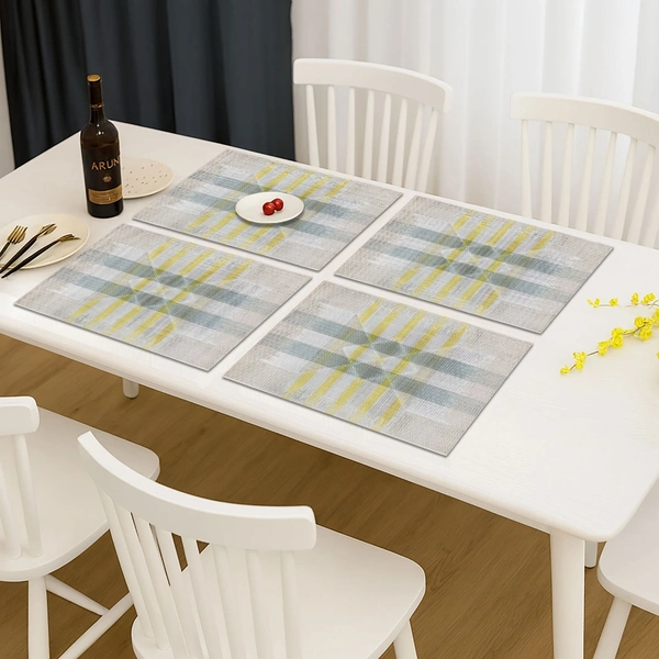 Luxe Home International Rectangular Table Placemat Pack of 4 (White, PVC) - 30x46 cm, White