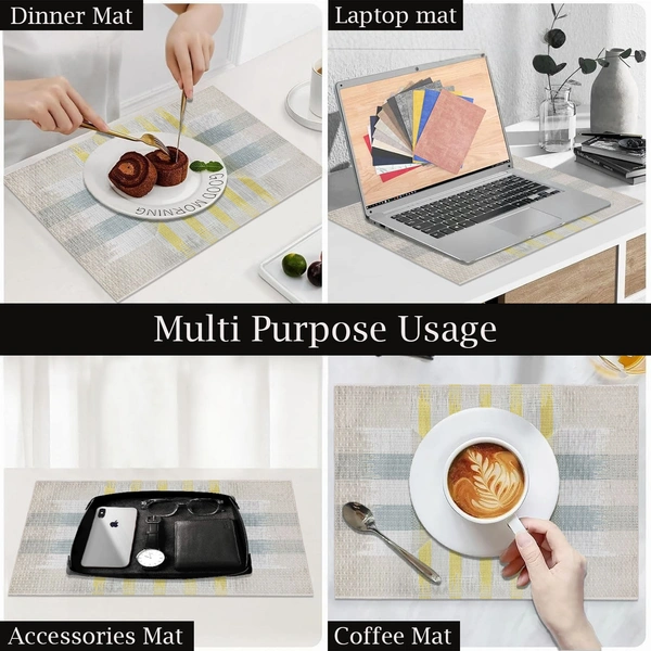 Luxe Home International Rectangular Table Placemat Pack of 4 (White, PVC) - 30x46 cm, White