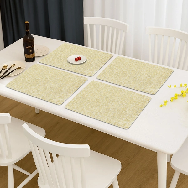 Luxe Home International Rectangular Table Placemat Pack of 4 (Gold, PVC) - 30x46 cm, Gold