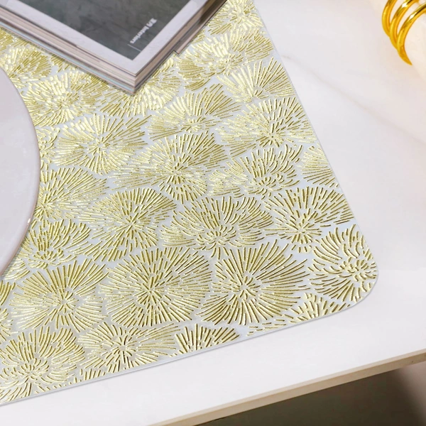 Luxe Home International Rectangular Table Placemat Pack of 4 (Gold, PVC) - 30x46 cm, Gold