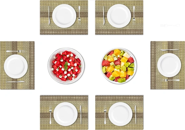 Luxe Home International Rectangular Table Placemat Pack of 6 (Brown, PVC) - 30x46 cm, Brown