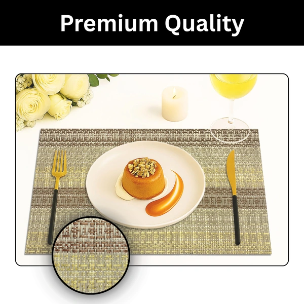 Luxe Home International Rectangular Table Placemat Pack of 6 (Brown, PVC) - 30x46 cm, Brown
