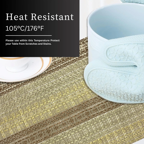 Luxe Home International Rectangular Table Placemat Pack of 6 (Brown, PVC) - 30x46 cm, Brown