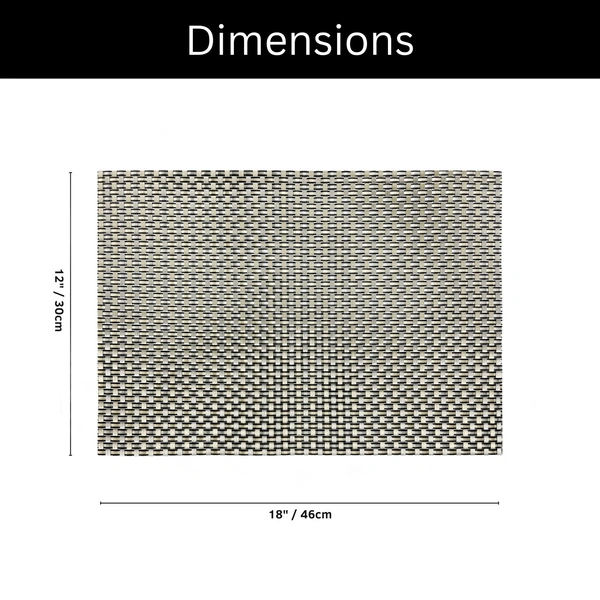 Luxe Home International Rectangular Table Placemat Pack of 6 (Black, PVC) - 30x46 cm, Black