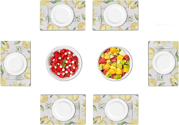 Luxe Home International Rectangular Table Placemat Pack of 6 (Yellow, Rubber) - 30x40 cm, Yellow
