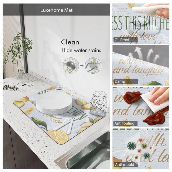 Luxe Home International Rectangular Table Placemat Pack of 6 (Yellow, Rubber) - 30x40 cm, Yellow