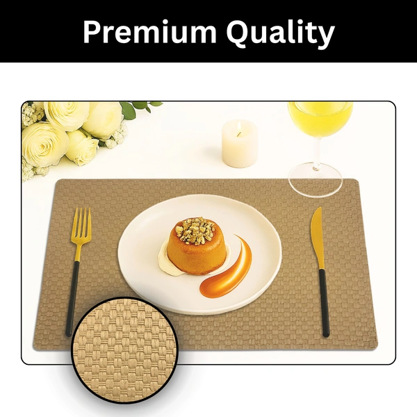 Luxe Home International Rectangular Table Placemat Pack of 6 (Brown, PVC) - 30x46 cm, Brown