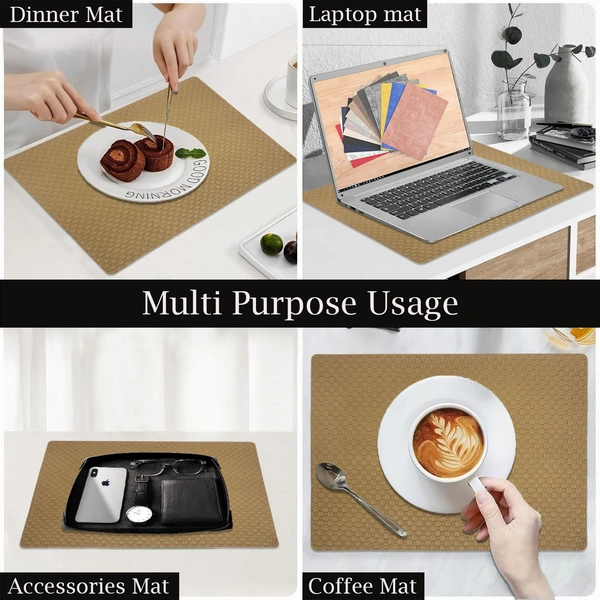 Luxe Home International Rectangular Table Placemat Pack of 6 (Brown, PVC) - 30x46 cm, Brown